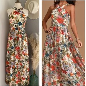 ❤️ Lulus Lilja Cream Floral Print Maxi Dress